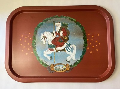 Vintage WILLITTS 1986 '' A VISIT FROM ST. NICHOLAS''  Metal Tray 15 x11  SALE!
