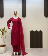 Heavy Designer Roman Silk Top And Bottom With Stylish Dupatta For Function