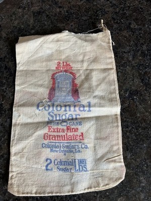 Vintage Colonial 2 Lbs Cloth Cane Sugar Sack New Orleans LA