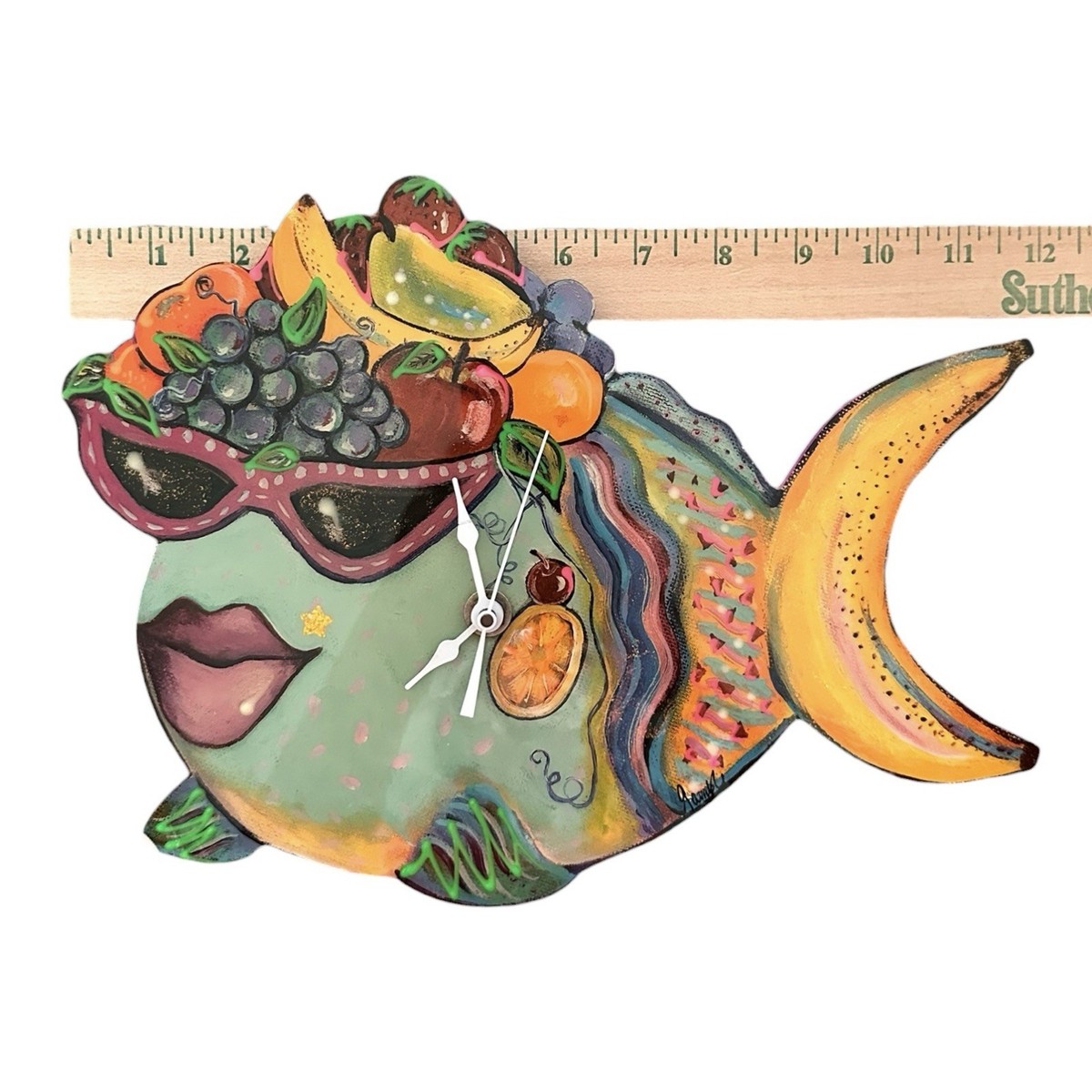 Carp'n Miranda Fish Wall Clock By Buggy Whip Studio Whimsical