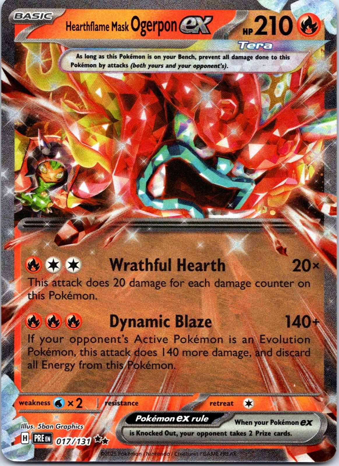 Hearthflame Mask Ogerpon ex Holo Double Rare SV06: Twilight Masquerade 40/167 NM