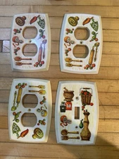 Vintage Set 4 Light Switch electric outlet Plates. American Tack & Hardware 70s