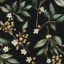 Dark Peel and Stick Wallpaper Vintage,Green Leaves Wallpaper,Retro Paper for ...