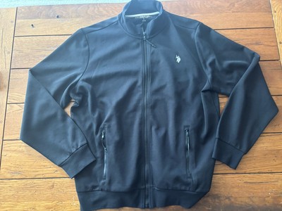 US Polo Association Jacket Large Full Zip Black 76% Polyester