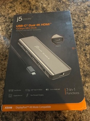 New J5 Create USB-C Dual 4K HDMI Mini Docking Station JCD398 AO4076056