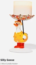 NEW-Bath and Body Works Silly Goose w/Umbrella, 3-Wick Candle Holder. 