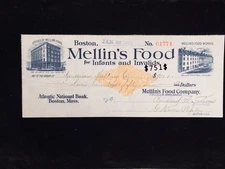 1901 USED CHECK #RN-X7 MELLIN'S FOOD COMPANY BOSTON MA