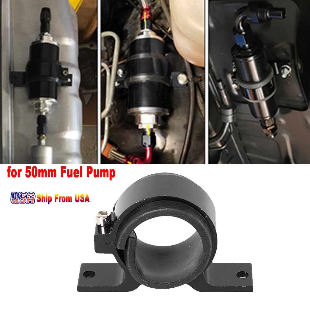 50mm Single Clamp Cradle Fuel Pump Bracket Fuel Filter Mounting Black US STOCK