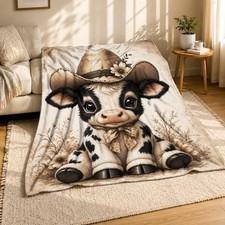 Baby Cow Cowboy Coral Fleece Blanket