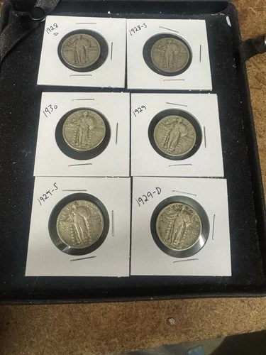 Lot of 6 Standing Liberty Quarters Silver Coins Higher Grades