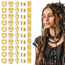 50 PCS Gold Hair Jewelry for Braids Accessories, 5 Styles Hair Cuffs for Braids