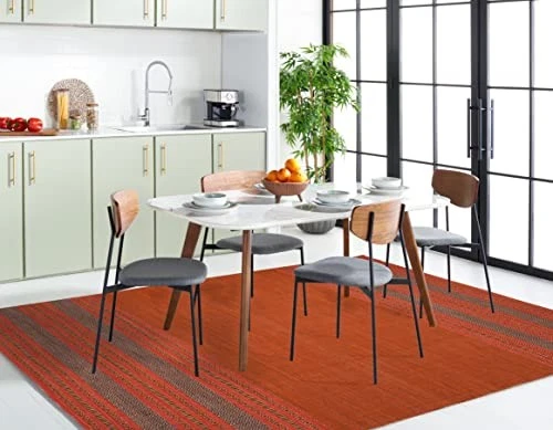  Montauk Collection Area Rug - 6' x 9', Orange & Red, Handmade Flat Weave  - Image 4 of 4