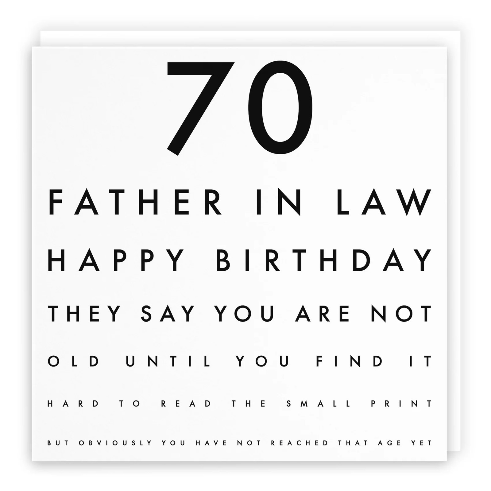 70th Father In Law Funny Eye Sight Birthday Card Letters