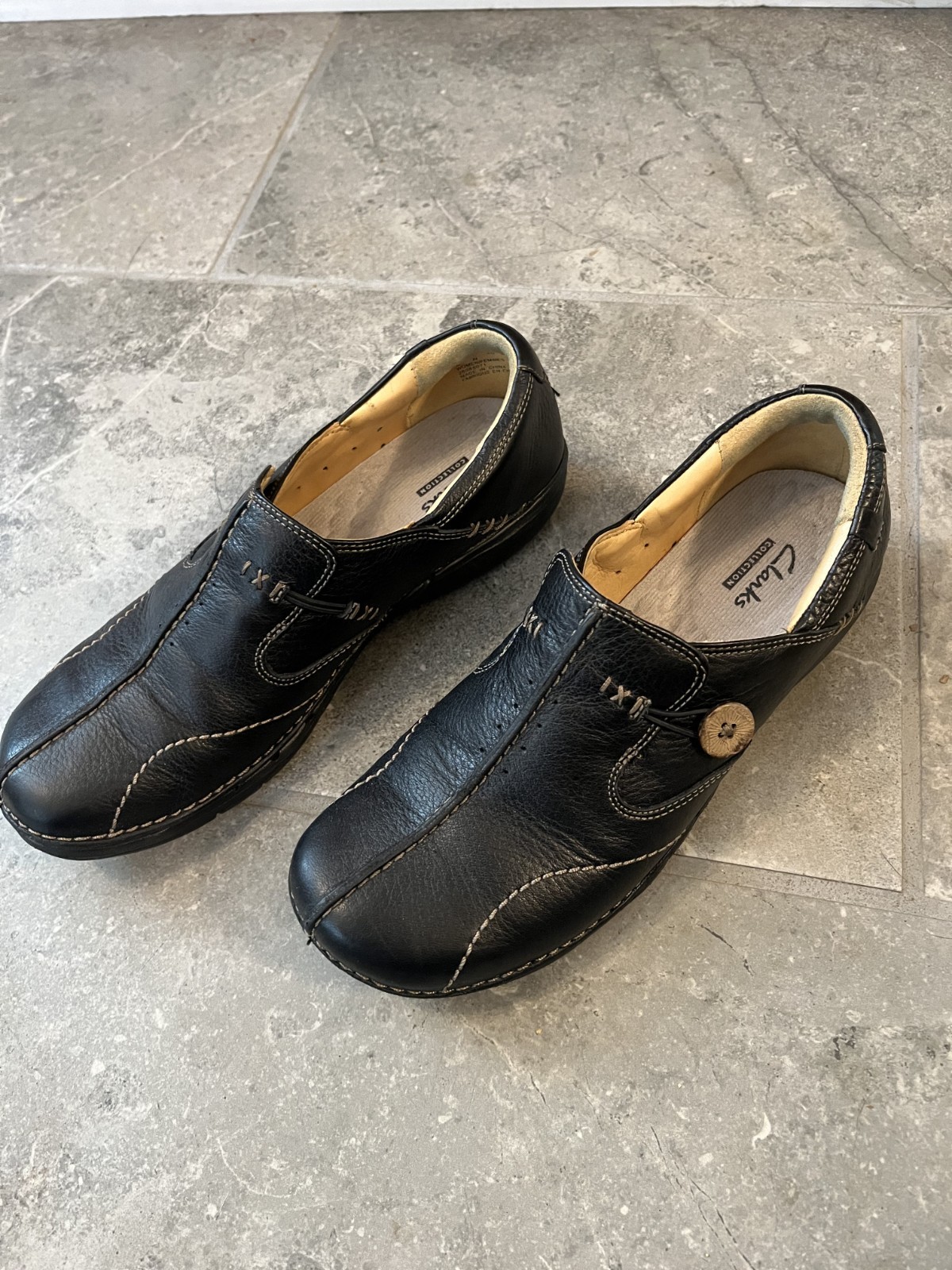 Clarks Un Loop Slip-on Loafer Shoes Sz 9 N Black Women's