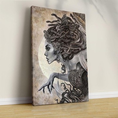 Medusa Mythology Canvas Wall Art, Ancient Greek Snake Goddess Decor