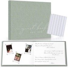 Wedding Guest Book With Personalized 2026 Year Linen Photo Guestbook to Sign...