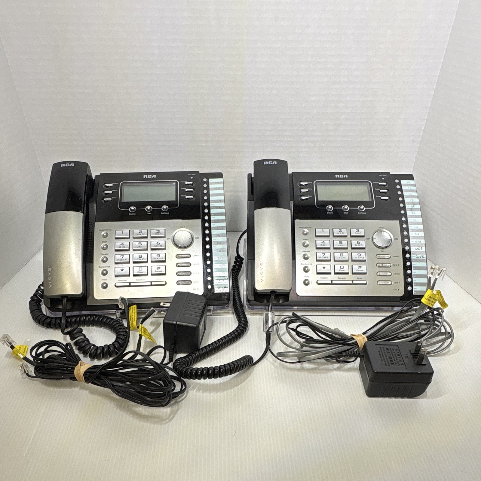 RCA Model 25424RE1 4-Line Desk Phone Pair Corded Tested Working With Power Chord