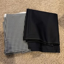 Houndstooth And Black Fabric. Cotton Blend