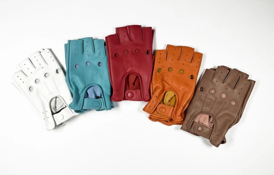 Guantes de conducción sin dedos 100 % cuero genuino para chofer Swift Wears Foto 2 de 4