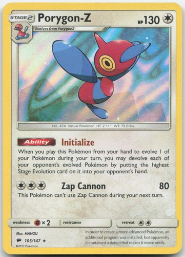 Porygon-Z 105/147 Holo Rare Burning Shadows Pokemon Moderately Played