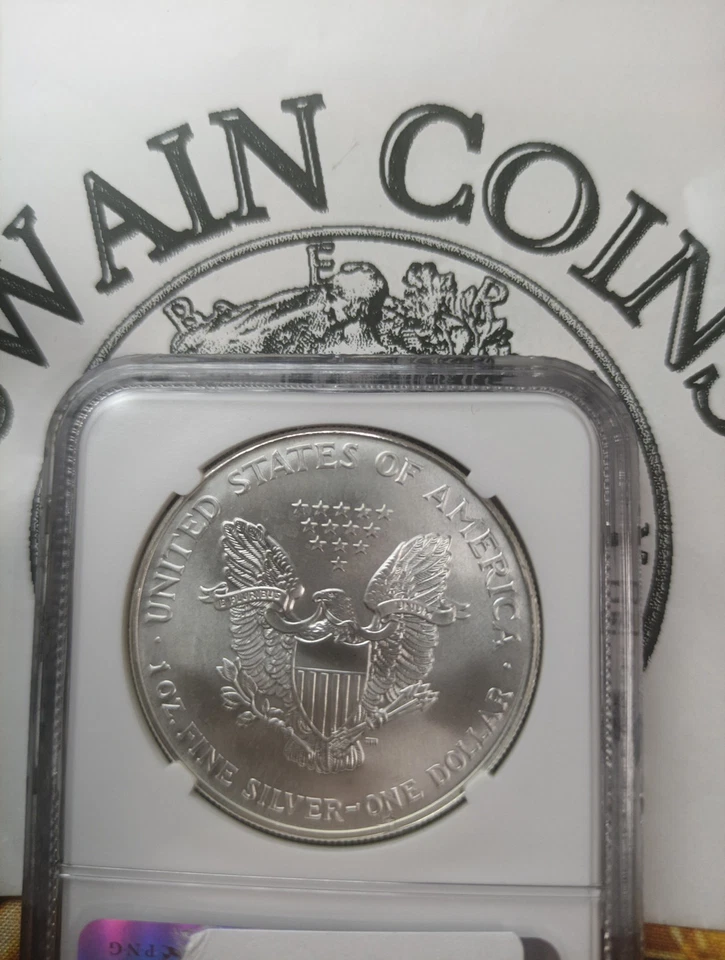 1998 $1 American Silver Eagle ~ NGC MS69 Brown Label EG113 - Image 3 of 3