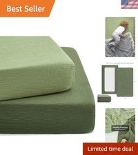 Stylish 2-Pack Crib Sheets 52x28 - Soft Muslin Cotton in Forest  Light Green