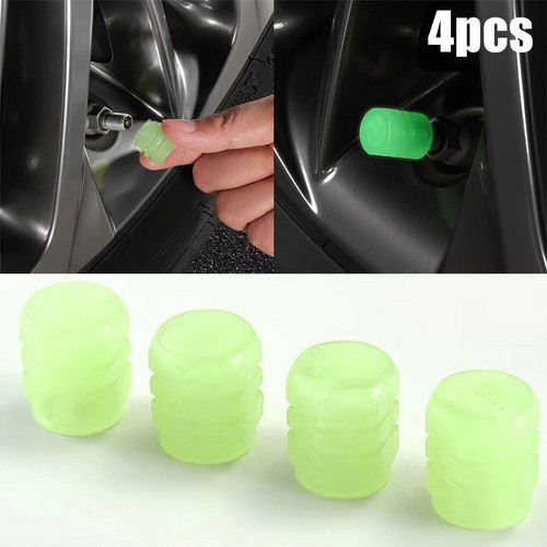 4* Tire Valve Cap Luminous Car Vehicle Wheel Prank Valve Cap Glow Dust Cover Kit - Picture 2 of 12
