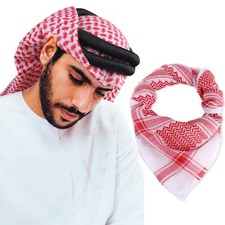 Arab Head Scarf Keffiyeh Arab Shemagh Red Striped Palestine Muslim Head Scarf