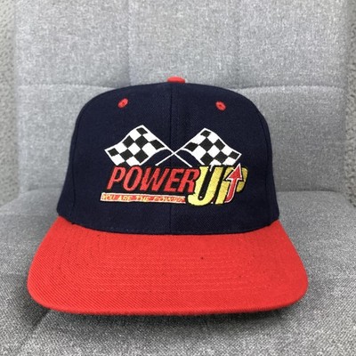Power Up Racing Hat Cap Snap Back One Size Navy Red Green Underbrim Mens