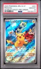 Imagen de 2022 POKEMON JAPANESE SV PROMO SCARLET & VIOLET PRE-ORDER #001 PIKACHU PSA 10