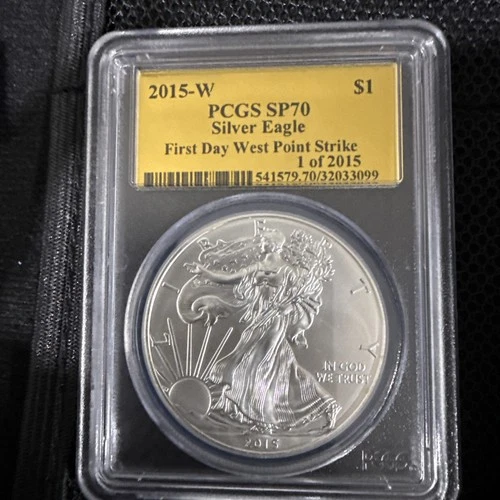 2015-W AMERICAN EAGLE SILVER DOLLAR PCGS SP70 FIRST DAY WEST POINT STRIKE