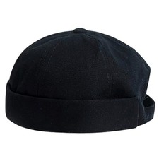 Adjustable Unisex Hip-Hop Docker Hats Beanie Sailor Cap Worker One Size Black