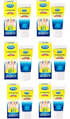 Scholl Cracked Heel Repair Cream Active Repair K+,60 ml (Pack of 6) Expiry 10/24