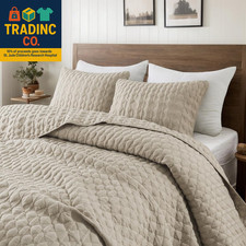 Beige Quilt Twin Size Bedding Sets with Pillow Sham, Lightweight Bedspread Cover