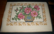 DESIGN WORKS ORIENTAL PEONIES COUNTED CROSS STITCH ~ Finished but unframed~