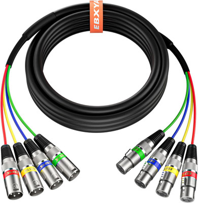 15Ft 4 Channel Snake - Premium XLR Male to Female Snake Cable for Live, Recordin