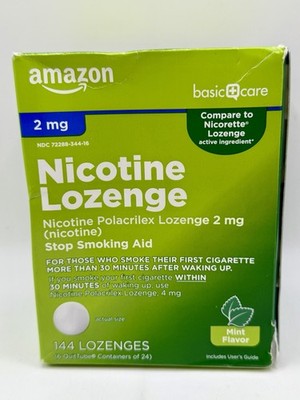Amazon Basic Care Nicotine Polacrilex Lozenge, 2 mg (Nicotine), Mint Flavor, 144