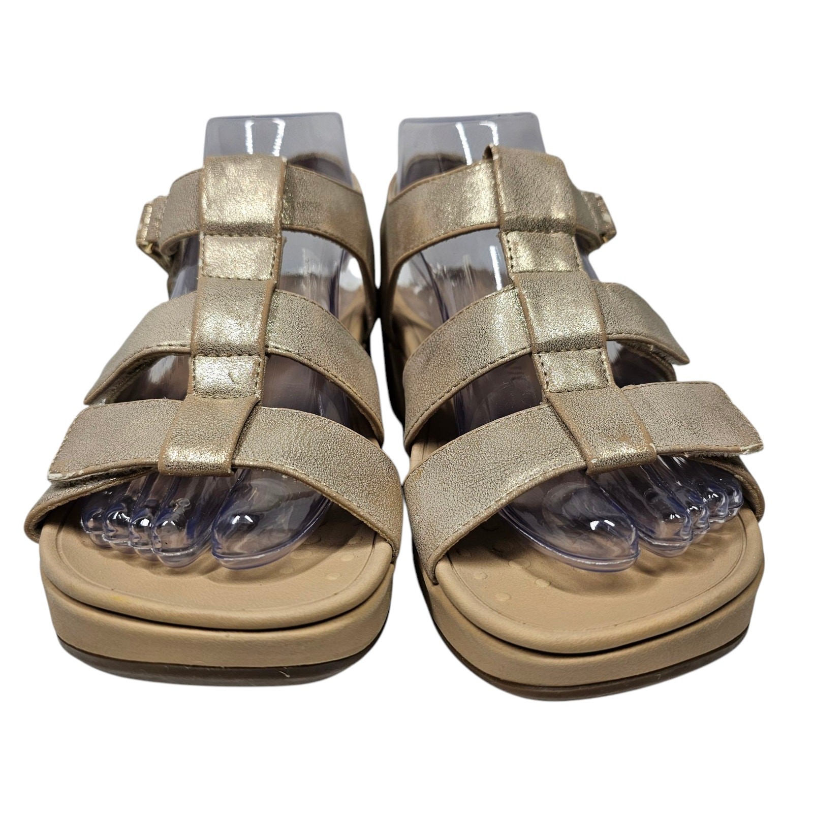 VIONIC Tami Backstrap Platform Wedge Metallic San… - image 2