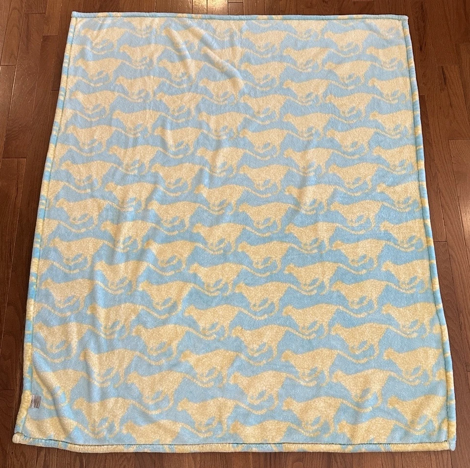 Manta Martha Stewart Capricho Gato de la Selva Guepardo Amarillo Azul Suave BONITA Foto 3 de 4