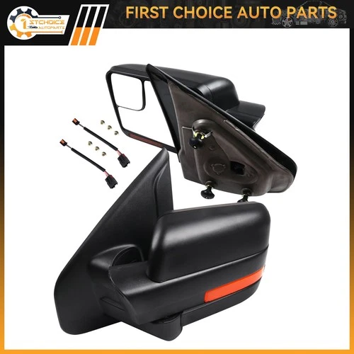 Pair Mirrors For 2004-2014 Ford F-150 Power Heated Puddle Turn Signal Light Pair