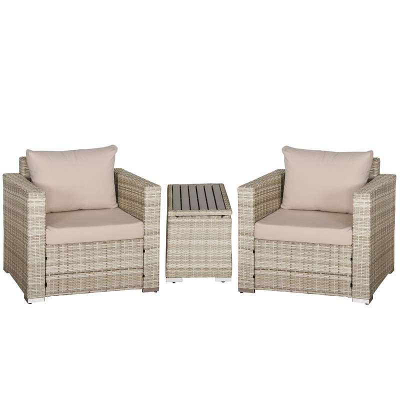 Outdoor Backyard & Deck Deck Conversation Set w/ Washable Cushions & Table, Grey