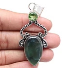 Pendant Vassolite Peridot Quartz Gemstone Silver Jewelry 2.75"