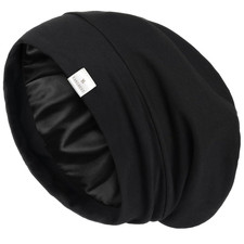 Hair Cover Bonnet Satin Sleep Cap - Adjustable Stay on Silk Lined Slouchy Beanie