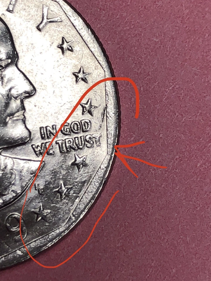 1979 P Susan B Anthony Dollar, Strike Error, Mint Mark Heavy “P”, Edge Error - Image 2 of 4