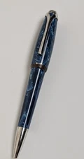 Montegrappa Italia Blue Celluloid Ballpoint Pen Silver Trim Made in Italy
