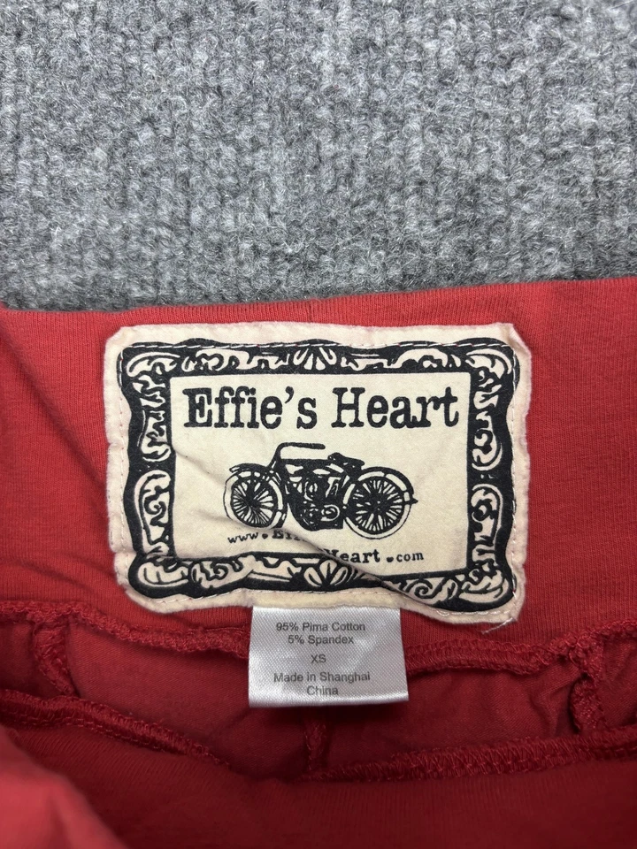 Falda Corazón Effie's Para Mujer XS Roja Acampanada Línea A Algodón Pima Bolsillos Elásticos Foto 2 de 4