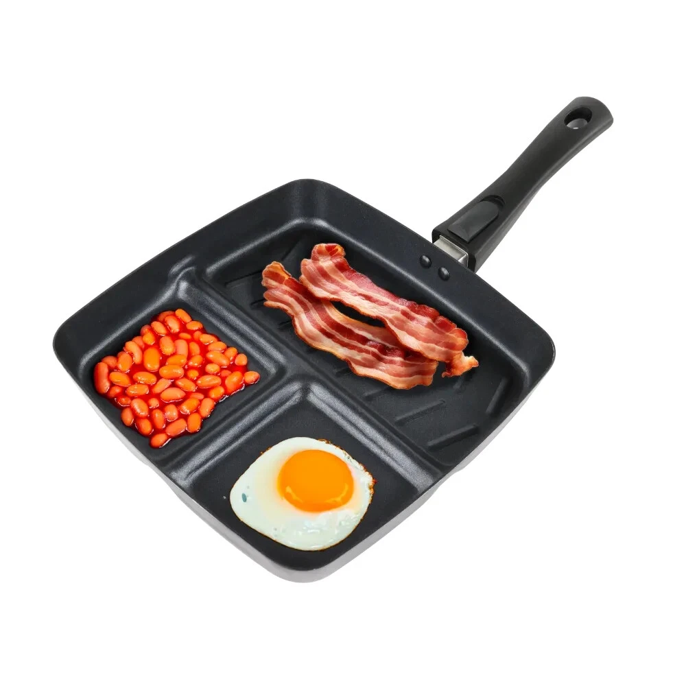 Non-Stick Tri Pan with Removable Handle Easy Clean Camping Outdoor Cooking