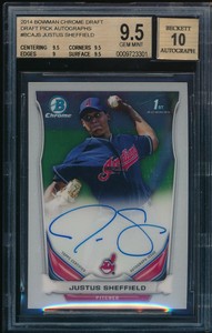 BGS-9-5-AUTO-10-JUSTUS-SHEFFIELD-2014-Bowman-Chrome-PROSPECT-Rookie-RC-GEM-MINT