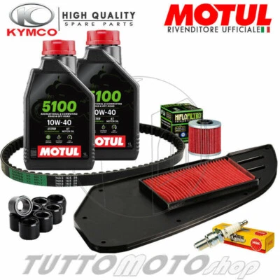 MOTUL - HIFLO - NGK - BANDO Tagliando KYMCO Downtown 200 2010-2016 / Olio Motul Filtri Candela Rulli Cinghia