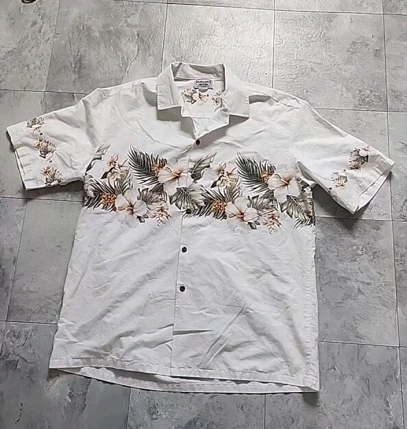 Pacific Legend Apparel White Hawaiian Shirt Men's Size XL Floral Pattern